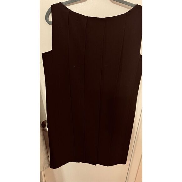 MILA SCHON ITALIAN DESIGNER QUIET LUXURY BLACK PLEATED WOOL DRESS SZ 12 (44) - Picture 9 of 11